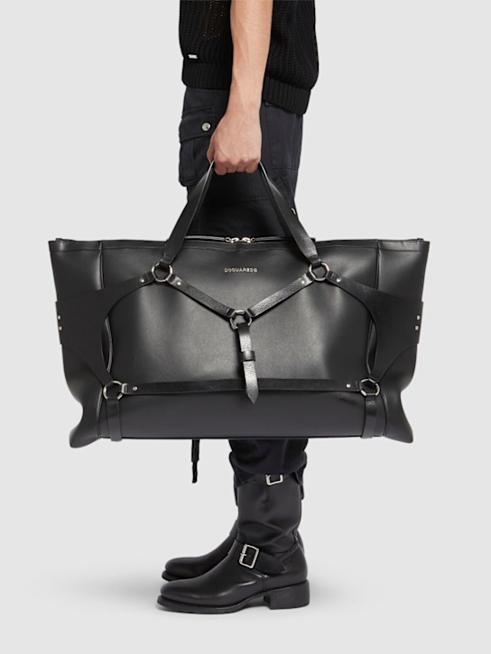 Dsquared2: Leather tote bag - Black - men_1 | Luisa Via Roma
