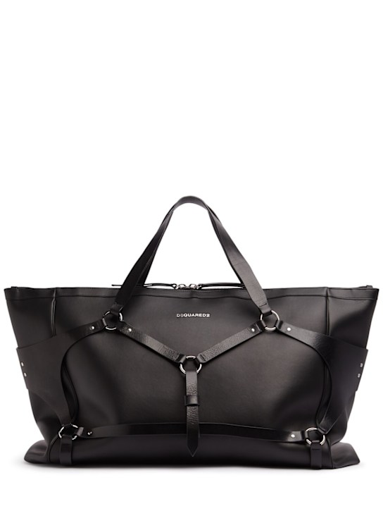 Dsquared2: Leather tote bag - Black - men_0 | Luisa Via Roma