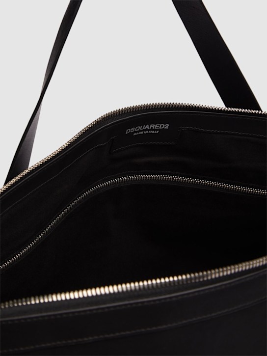Dsquared2: Leather tote bag - Black - men_6 | Luisa Via Roma