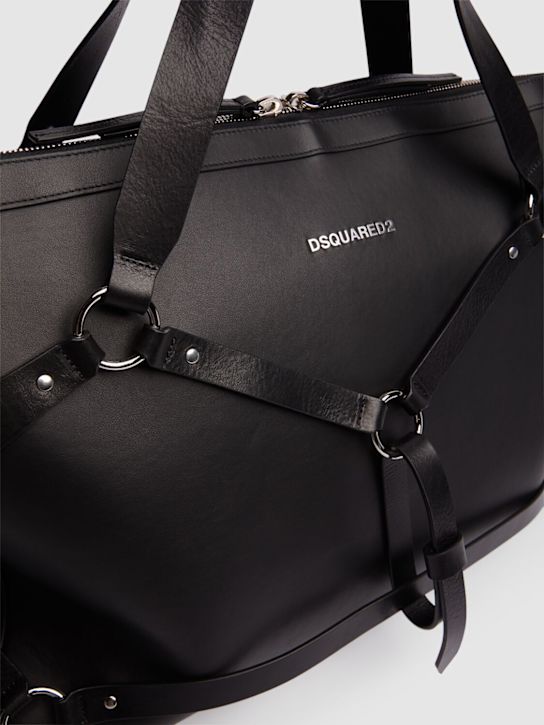 Dsquared2: Leather tote bag - Black - men_3 | Luisa Via Roma