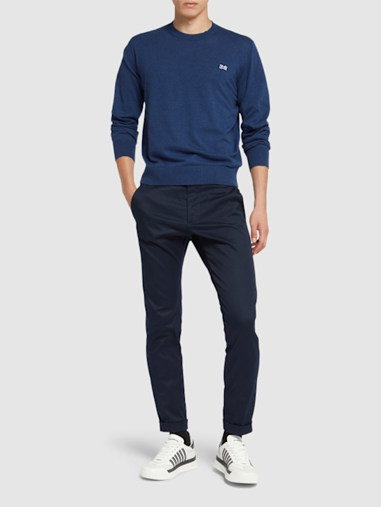 Dsquared2: Maglia in cotone - Blu - men_1 | Luisa Via Roma