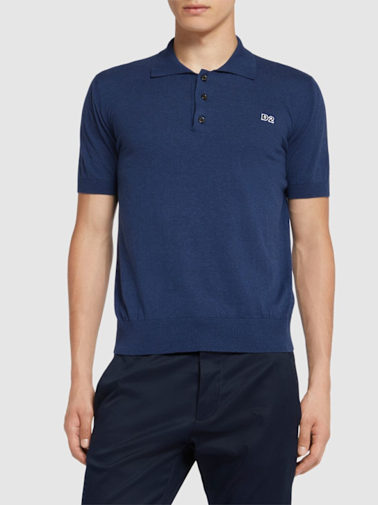 Dsquared2: Polo de punto de algodón - Azul - men_2 | Luisa Via Roma