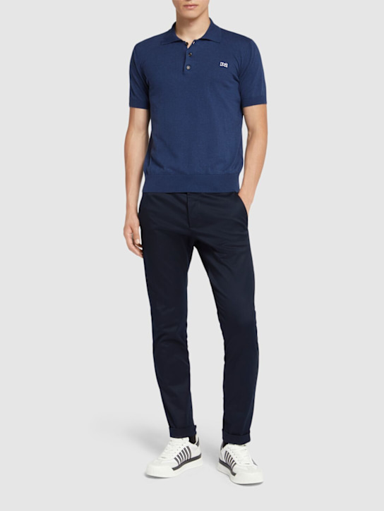 Dsquared2: Polo de punto de algodón - Azul - men_1 | Luisa Via Roma