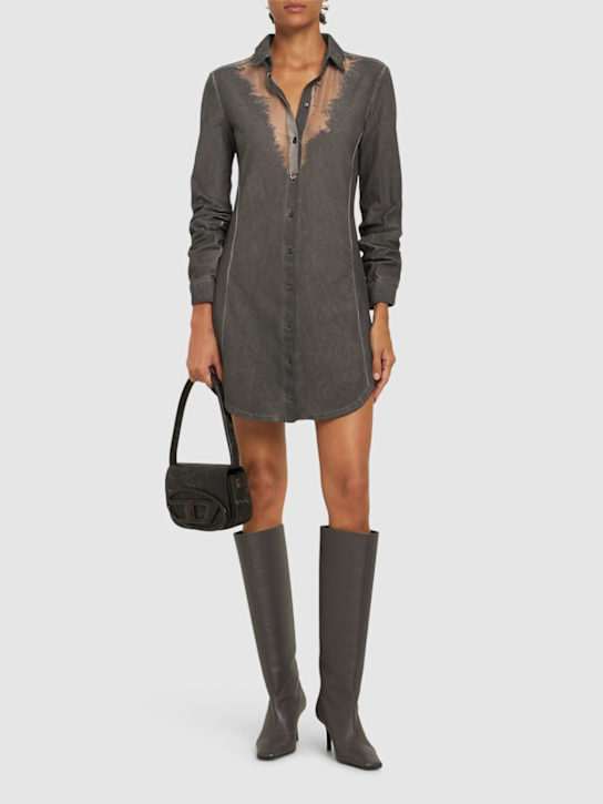 Diesel: D-Giseld cotton jersey devoré mini dress - women_1 | Luisa Via Roma