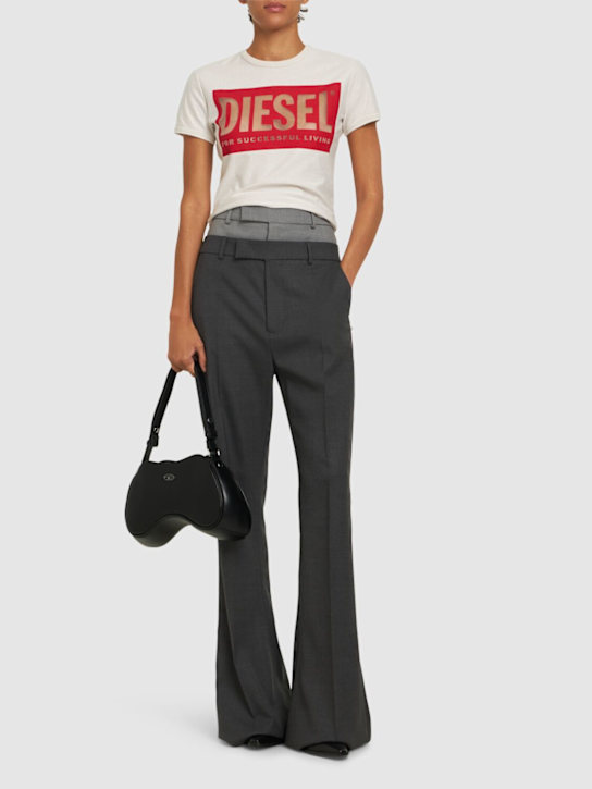 Diesel: Malun cotton jersey logo devoré t-shirt - women_1 | Luisa Via Roma