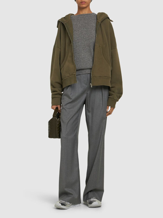 Entire Studios: Full zip cotton hoodie - Military Green - women_1 | Luisa Via Roma
