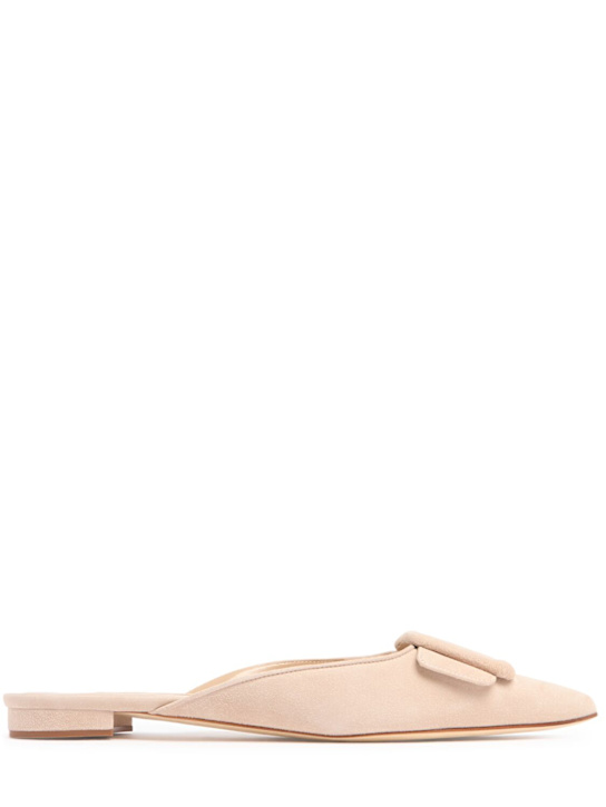 Manolo Blahnik: 10mm Maysale suede mule sandals - women_0 | Luisa Via Roma