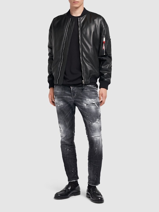 Dsquared2: Leather bomber jacket - men_1 | Luisa Via Roma