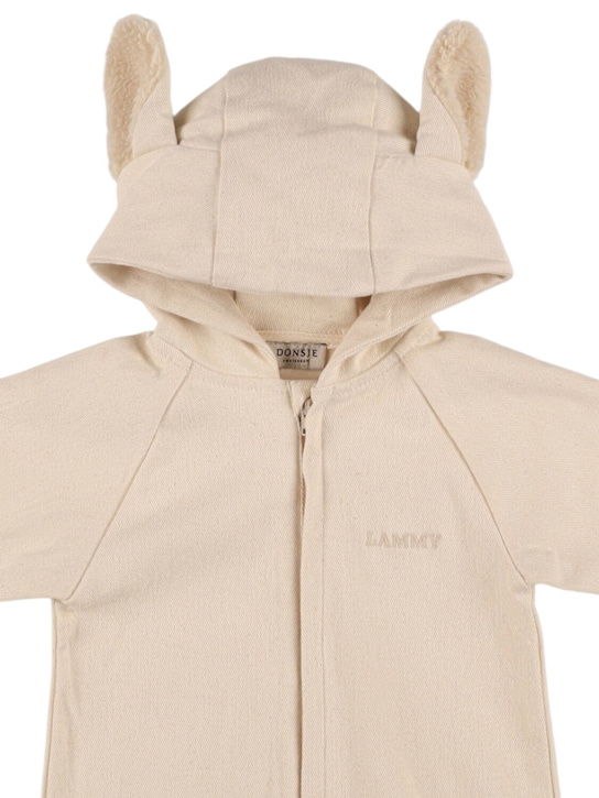Donsje: Cotton hooded romper w/ear appliqués - kids-boys_1 | Luisa Via Roma