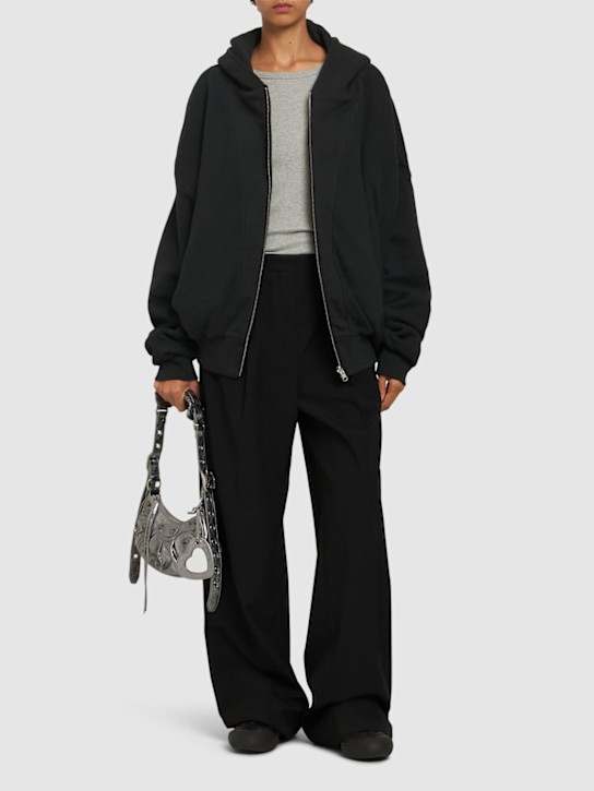 Entire Studios: Washed cotton thermal zip hoodie - women_1 | Luisa Via Roma