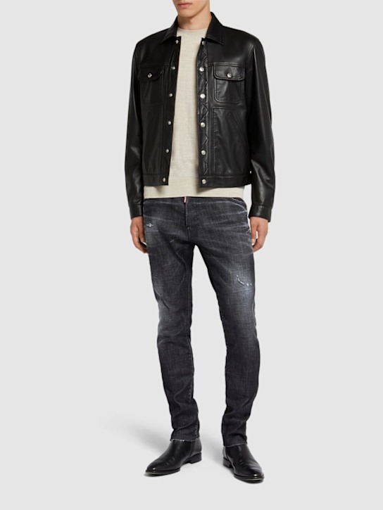 Dsquared2: Leather boxy jacket - men_1 | Luisa Via Roma
