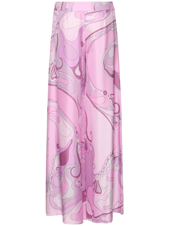 Pucci: 印花真丝斜纹阔腿裤 - Lilac/Multi - women_4 | Luisa Via Roma