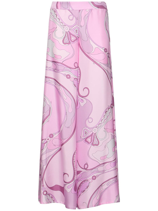 Pucci: 印花真丝斜纹阔腿裤 - Lilac/Multi - women_0 | Luisa Via Roma