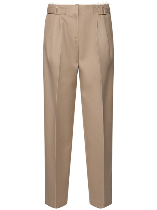 Tory Burch: Pleated wool blend wide pants - women_0 | Luisa Via Roma