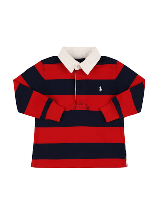Polo Ralph Lauren: Polo maniche lunghe in cotone con logo ricamato - kids-boys_0 | Luisa Via Roma