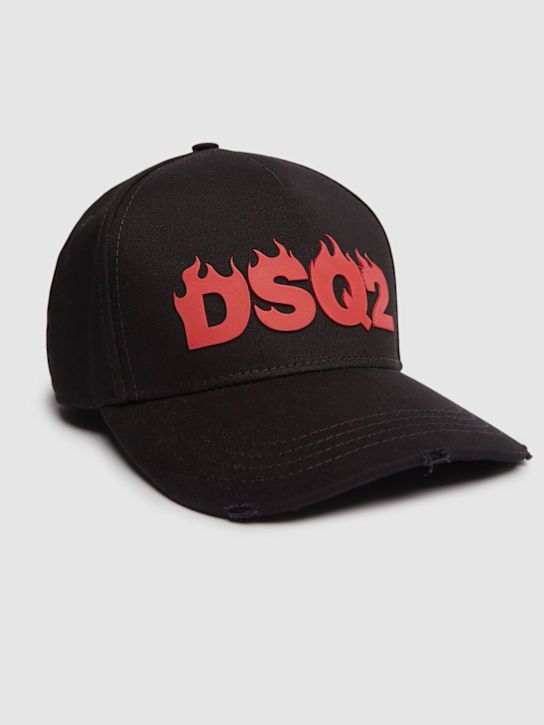 Dsquared2: Gorra de baseball de algodón bordado - Negro - men_2 | Luisa Via Roma