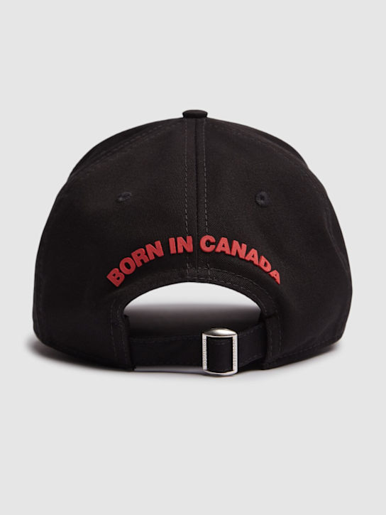 Dsquared2: Gorra de baseball de algodón bordado - Negro - men_3 | Luisa Via Roma