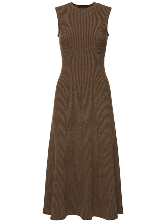 Ralph Lauren Collection: Sleeveless rib knit flared midi dress - women_0 | Luisa Via Roma