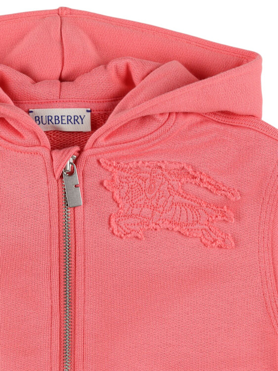Burberry: Felpa in cotone con zip e cappuccio - kids-girls_1 | Luisa Via Roma