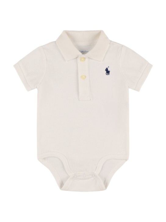 Polo Ralph Lauren: Body in cotone piquet con logo - kids-boys_0 | Luisa Via Roma