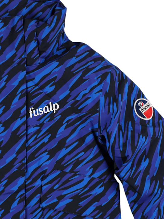 Fusalp: Printed poly puffer ski jacket - Blue/Multi - kids-boys_1 | Luisa Via Roma