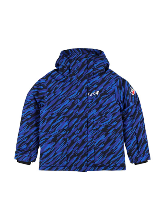 Fusalp: Printed poly puffer ski jacket - Blue/Multi - kids-boys_0 | Luisa Via Roma