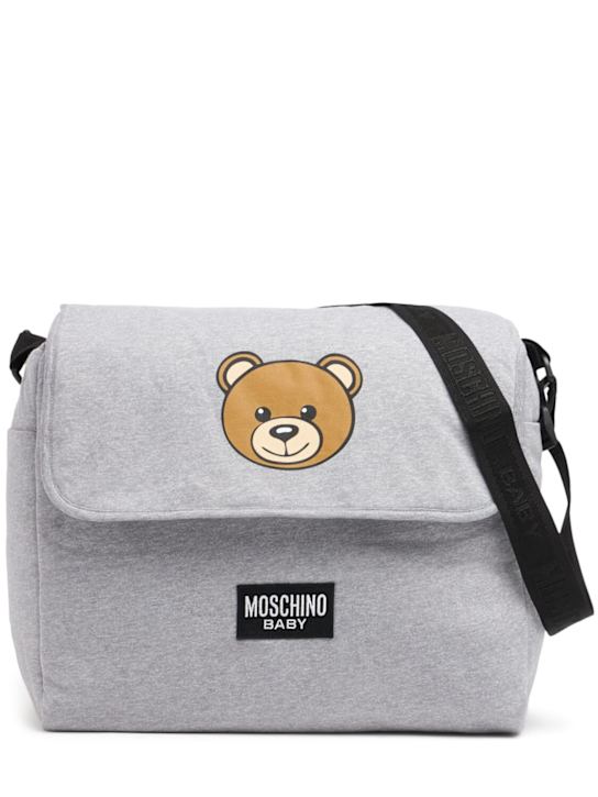 Moschino: Borsa fasciatoio in cotone stampato - Grigio - kids-girls_0 | Luisa Via Roma