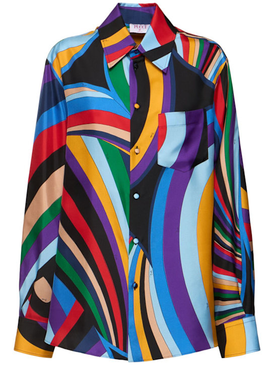 Pucci: Printed silk twill shirt - women_0 | Luisa Via Roma