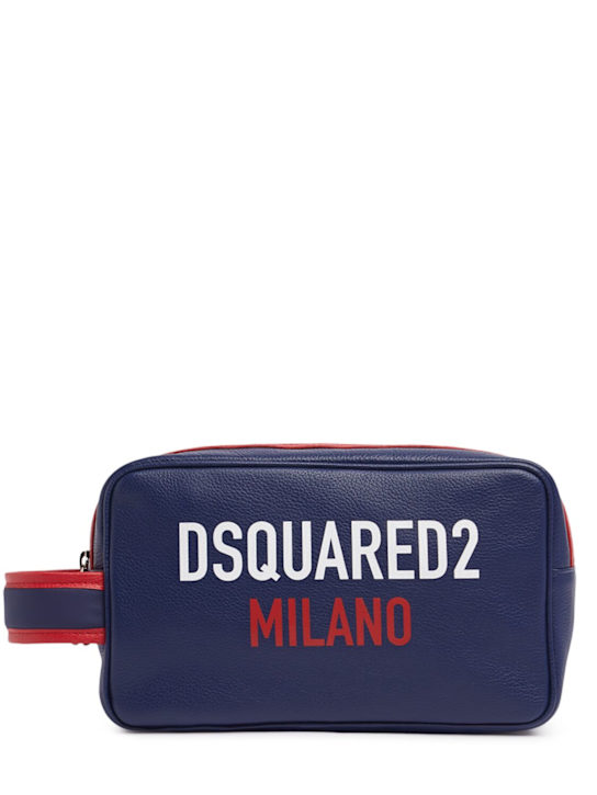 Dsquared2: Logo toiletry bag - Blue - men_0 | Luisa Via Roma