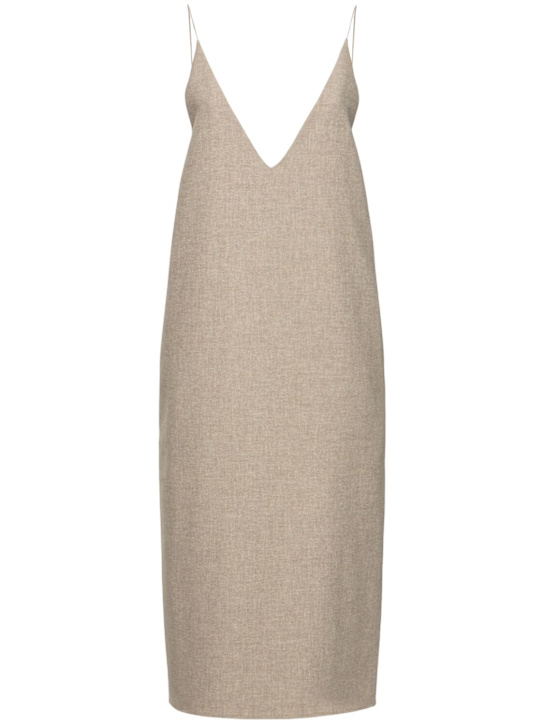 Carven: Wool midi dress - Oat - women_0 | Luisa Via Roma