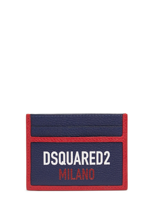 Dsquared2: Logo leather wallet - Blue - men_0 | Luisa Via Roma
