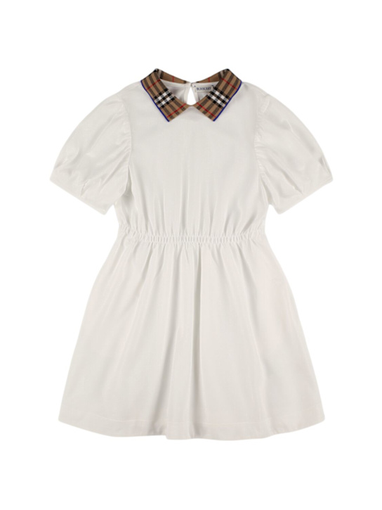 Burberry: Vestito in cotone piqué - Bianco - kids-girls_0 | Luisa Via Roma
