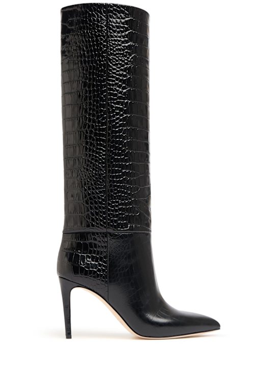 Paris Texas: 85mm Stiletto croc embossed boots - women_0 | Luisa Via Roma