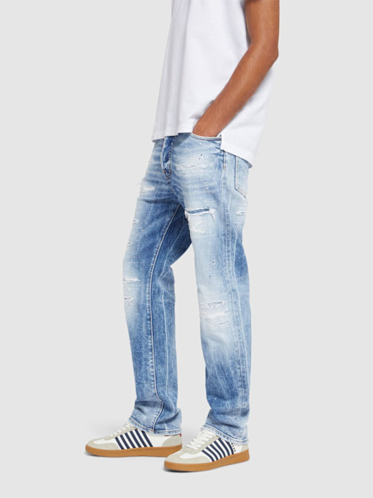 Dsquared2: Low leather sneakers - White/Blue - men_1 | Luisa Via Roma