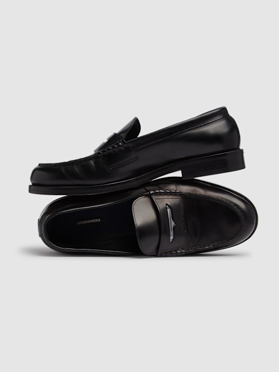 Dsquared2: DSQ2 leather loafers - Black - men_4 | Luisa Via Roma