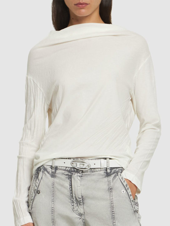 Diesel: B-1DR 20 Mirror leather belt - White - women_1 | Luisa Via Roma