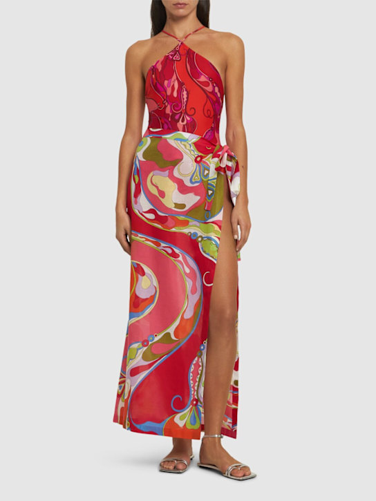 Pucci: 印花棉质细布围裹式半身裙 - 多色 - women_1 | Luisa Via Roma