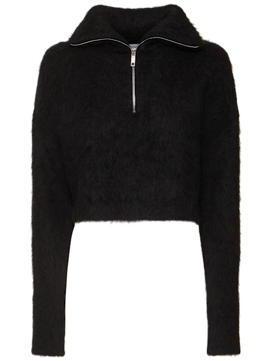 Falcone fluffy alpaca blend zip sweater - Thumbnail 1