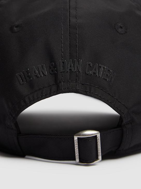 Dsquared2: Cotton logo cordura baseball hat - Black - men_3 | Luisa Via Roma