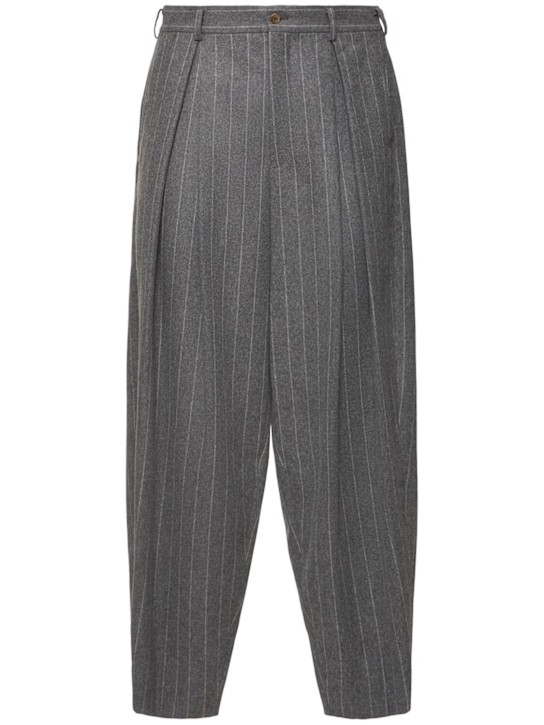 Comme des Garçons Homme Plus: Pinstriped wool flannel pants - men_0 | Luisa Via Roma