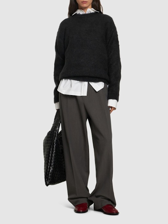 Auralee: Brushed mohair & wool crew sweater - women_1 | Luisa Via Roma
