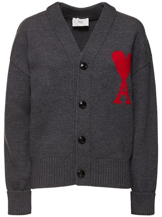 AMI Paris: Logo oversize wool cardigan - women_0 | Luisa Via Roma