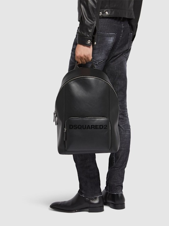 Dsquared2: Dsquared2 leather backpack - Black - men_2 | Luisa Via Roma