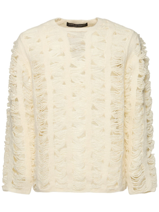 Comme des Garçons Homme Plus: Open knit wool jersey sweater - men_0 | Luisa Via Roma