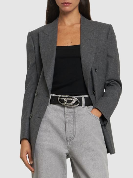 Diesel: B-1DR Embellished leather belt - Black - women_1 | Luisa Via Roma