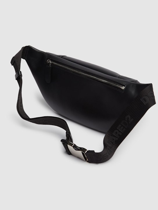 Dsquared2: Bum Bag leather belt bag - Black - men_4 | Luisa Via Roma