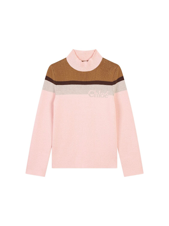 Chloé: Wool blend sweater - Pink - kids-girls_0 | Luisa Via Roma