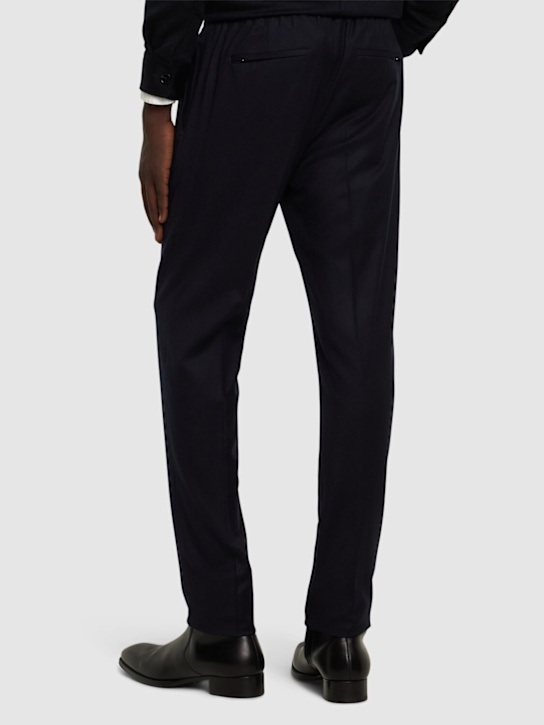PT Torino: Deluxe wool & silk jogger pants - Navy - men_2 | Luisa Via Roma