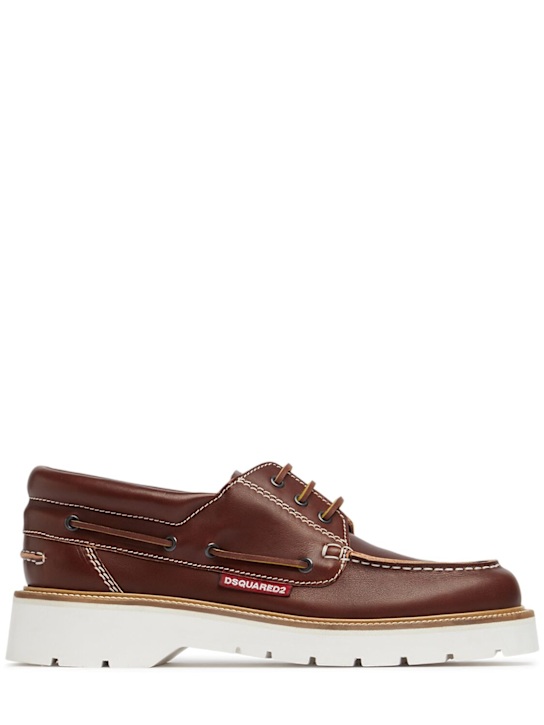 Dsquared2: Leather boat shoes - men_0 | Luisa Via Roma