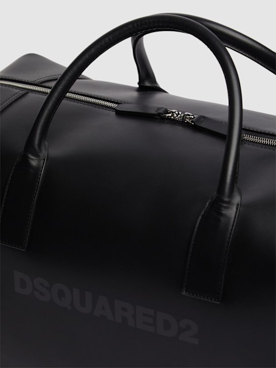 Dsquared2: Logo leather duffle bag - Black - men_4 | Luisa Via Roma